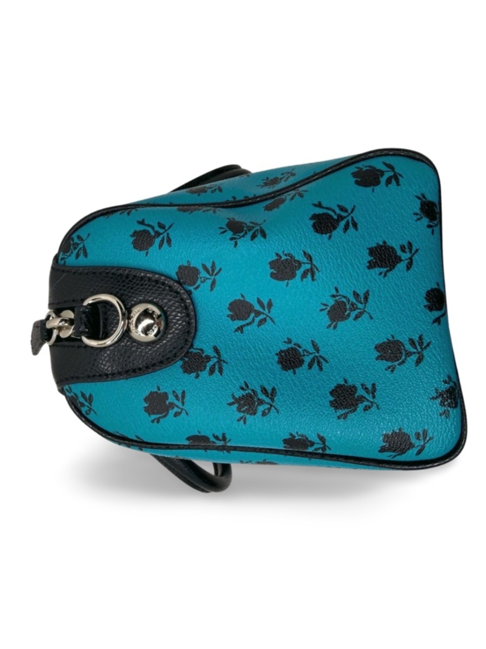 Coach Badlands Mini Bennett Satchel Blue Floral Print Leather Crossbody - Picture 5 of 15